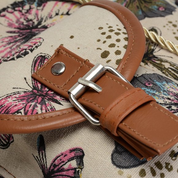 Midsize Backpack with Butterflies Front pockets with buckles - inside pocket - Picture 4 of 5